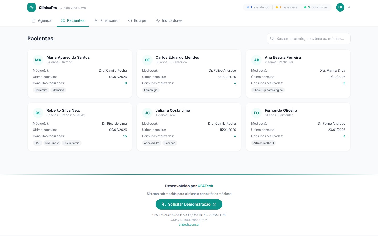 Imagem 2 do projeto ClínicaPro — Dashboard para Clínicas e Consultórios